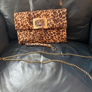 Small leopard print bag - wristlet or cross body/shoulder